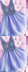Homecoming Dresses Tulle V Neck Ruffles Short Gowns Cute