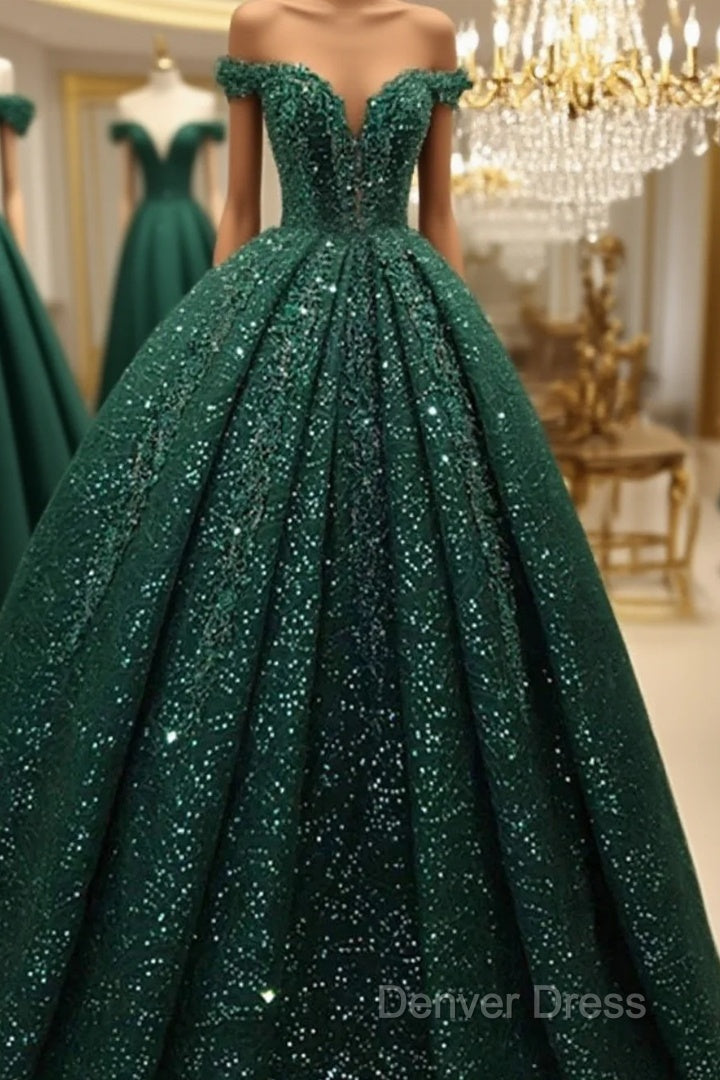 Hot Appliques Ball Gown  Dark Green Wedding Dresses Sequin Quinceanera Dresses Main image