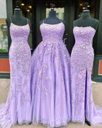 Hot Lace Violet Purple Lace Prom Dresses Sleeveless Long School Dance Dresses