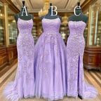 Hot Lace Violet Purple Lace Prom Dresses Sleeveless Long School Dance Dresses