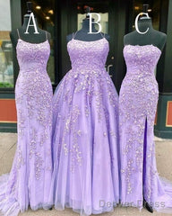 Hot Lace Violet Purple Lace Prom Dresses Sleeveless Long School Dance Dress