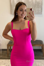 Hot Pink Satin Mermaid Prom Dresses