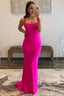 Hot Pink Satin Mermaid Prom Dresses