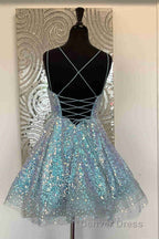Hot Pink Sequins A-Line Homecoming Dresses