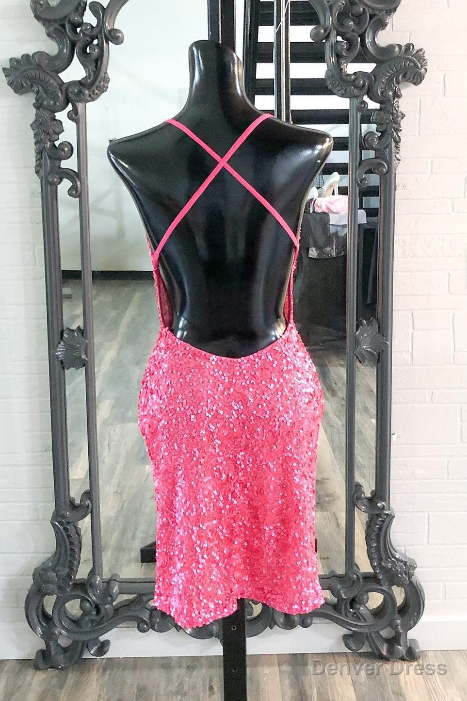 Hot Pink Sequins Boydcon Mini Party Dress Club Dress Secondary image