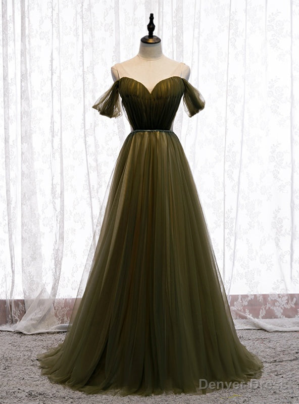 Hot Sale Dark Green Tulle V-neck Pleats Prom Dress Main image