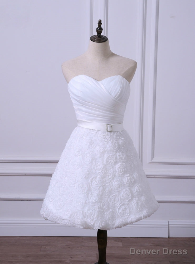 Hot Sale Short Wedding Reception Dresses Cheap White Ivory Bridal Gowns Main image