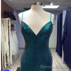 Hot Sequin Emerald Green Prom Dresses Backless Long Evening Dress