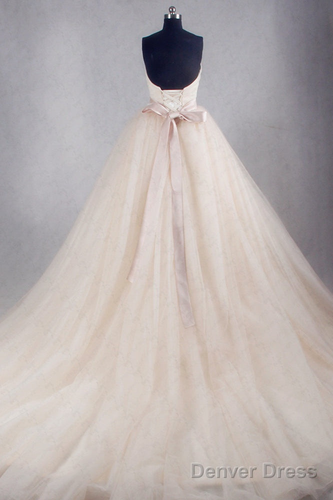 Hot Strapless Tulle Ball Gowns Wedding Dresses Lace Up Back