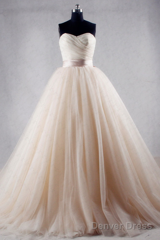 Hot Strapless Tulle Ball Gowns Wedding Dresses Lace Up Back Main image