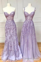 Hot  Violet Purple Lace Long Prom Dresses Cheap Uk Evening Dress