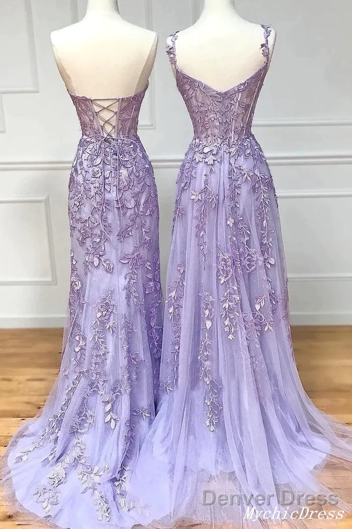 Hot  Violet Purple Lace Long Prom Dresses Cheap Uk Evening Dress