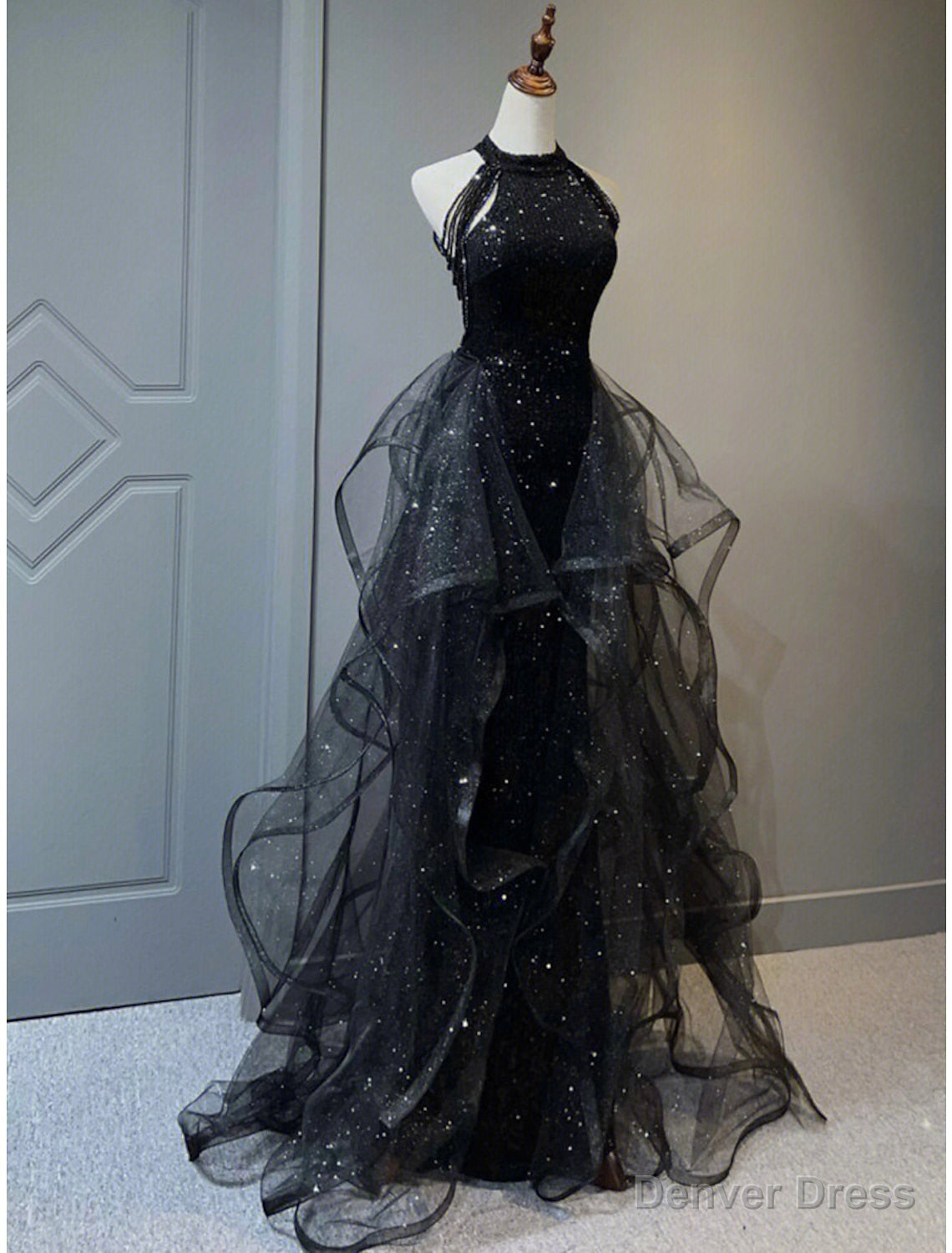 A Line Prom Black Dress Vintage Dresses Wedding Prom Birthday Sweep Main image