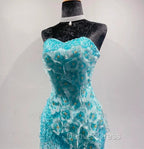 Ice Blue Ombre Mermaid Strapless Chiffon Long Wedding Dresses With Appliques And Beading Formal Prom Dresses