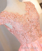 Custom Made V Neck Lace Long Prom Dresses, Lace Evening Dresses