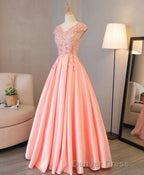 Custom Made V Neck Lace Long Prom Dress, Lace Prom Dresses