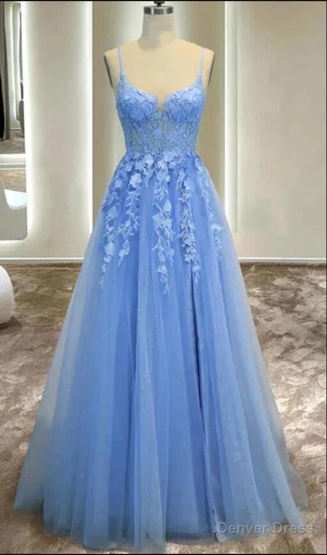 Light Blue Girls Formal Dress A line Long Party Prom Dresses