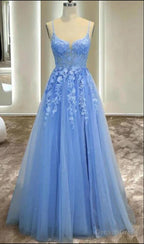 Light Blue Girls Prom Dress A Line Long Prom Dresses