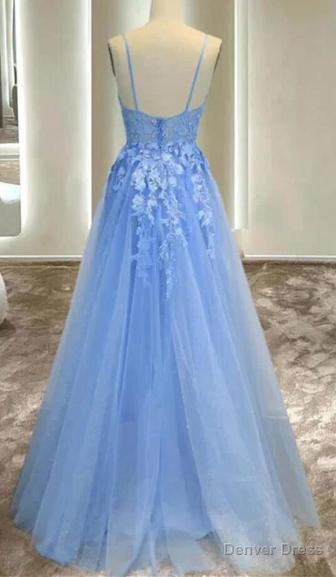 Light Blue Girls Prom Dress A Line Long Prom Dresses Secondary image