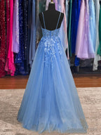 Light Blue Girls Prom Dress A Line Long Prom Dresses