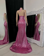 unique halter sequins mermaid prom Dresses black girls slay