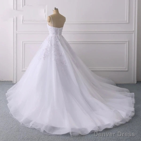 Lace Applique Ball Gowns Vestido Wedding Dresses Spaghetti Straps