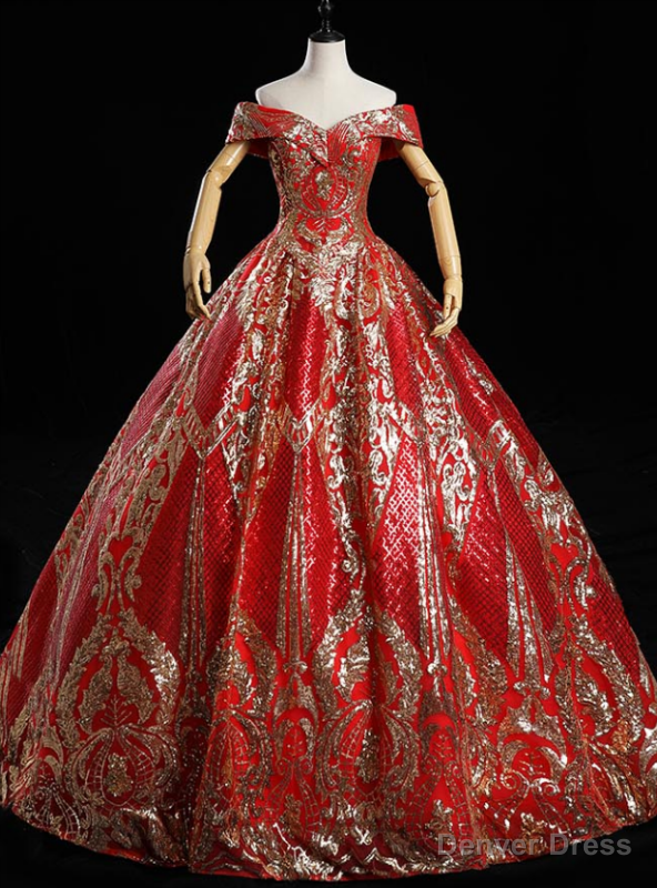 In Figure Flattering Styles For Every Silhouette Red Ball Gown Sequins Off the Shoulder Quinceanera Dress