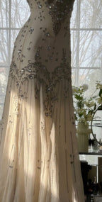 Ivory A Line Straps Beaded Chiffon Long Prom Dress Graduation Prom Dresses