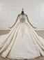 Ivory Ball Gown Tulle Sequins Short Sleeve Backless Beading Wedding Dress