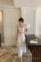 Ivory Chiffon Straps Long Party Dress Prom Dress, Ivory Formal Dress