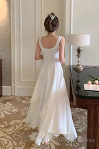 Ivory Chiffon Straps Long Party Dress Prom Dress, Ivory Formal Dress