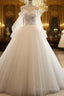 Ivory Flowers And Lace Applique Tulle Sweet 16 Dresses, Long Prom Gowns