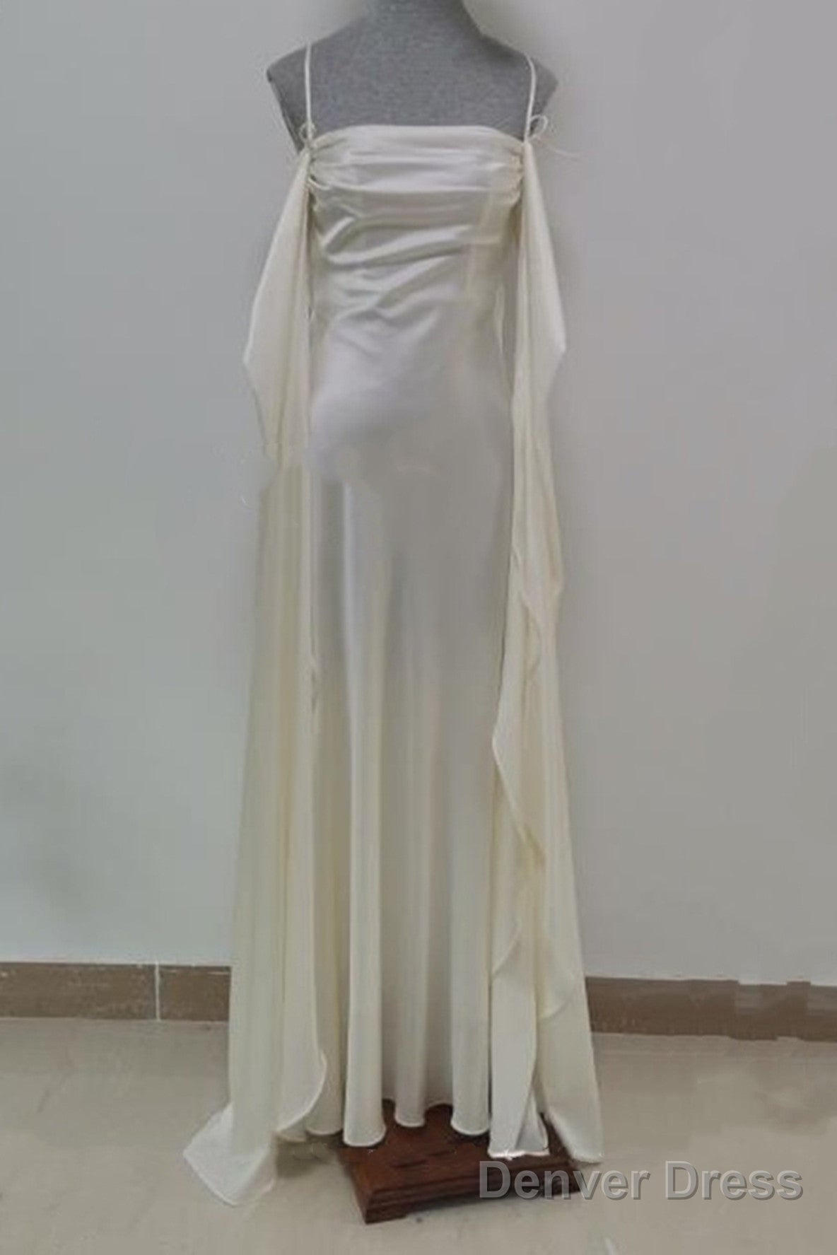 Ivory Satin Long Simple Evening Dress, Ivory Long Prom Dress Party Dress Secondary image