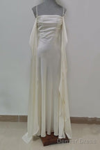 Ivory Satin Long Simple Evening Dress, Ivory Long Prom Dress Party Dress