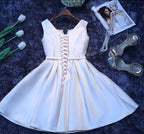 Ivory Satin Short Simple Cute Bridesmaid Dress Prom Dress, Short Graduation Dress Prom Dresses