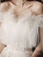 Ivory Sweetheart Neck Tulle Lace Long Prom Dress, Tulle Formal Party Dress