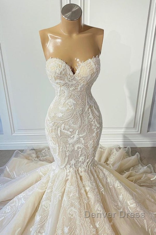 Ivory Sweetheart Strapless Long Mermaid Wedding Dresses Secondary image