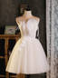 Ivory Tulle Spaghetti Straps Pleats Homecoming Dresses