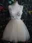 Ivory Tulle V Neck Appliques Homecoming Dresses