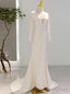 Ivory White Long Sleeve Satin Wedding Dress