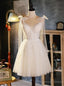 Ivory White Tulle Beading Homecoming Dresses