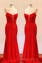 Royal Blue Sequin Mermaid Long Prom Dresses