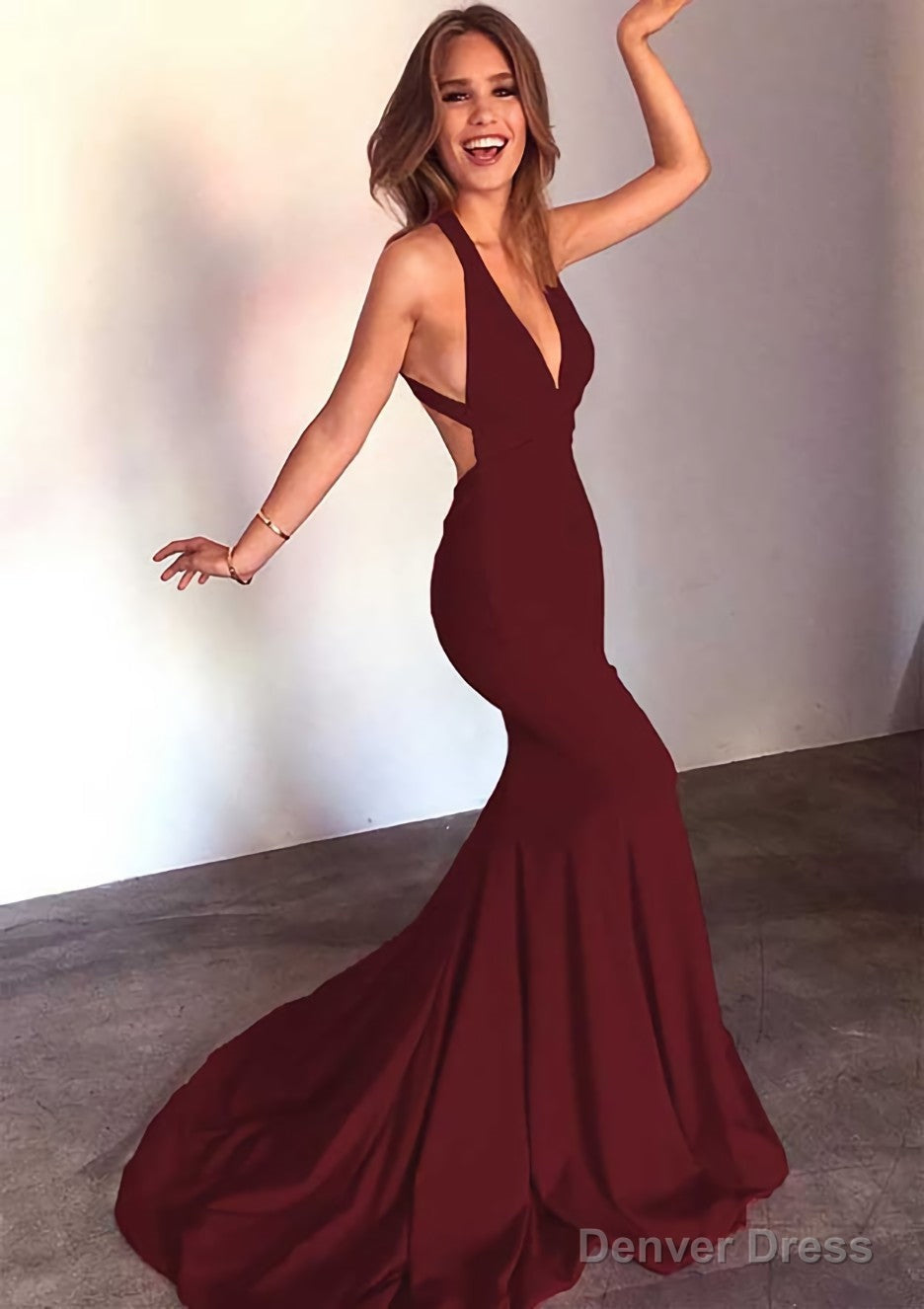 Jersey Prom Dresses Trumpet Mermaid Sleeveless Court Train