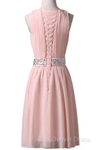 Knee Length Sleeveless Pink Homecoming Dresses With Beading Waist