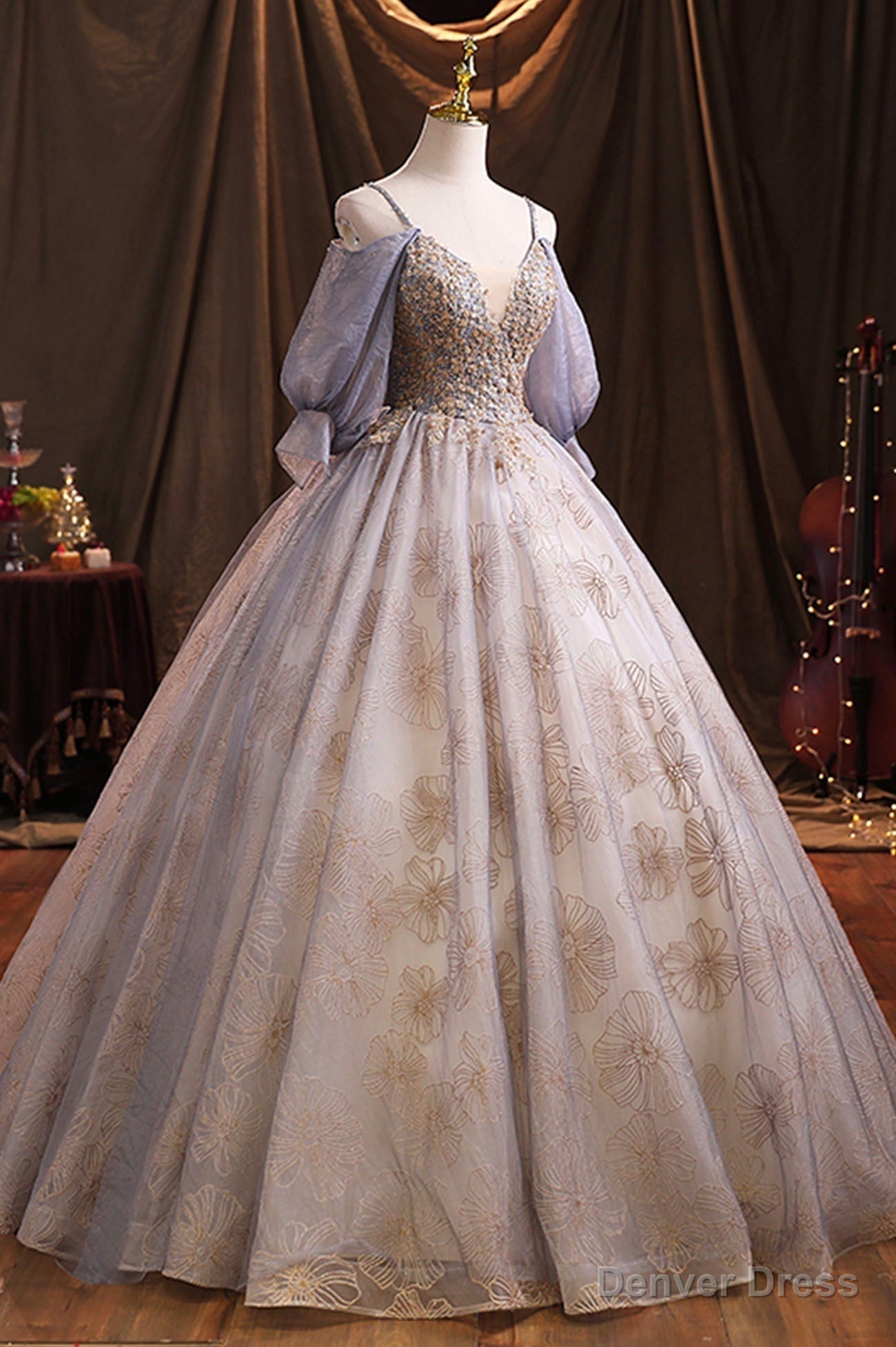 Purple Tulle Sequins Long Prom Dress, A-Line Evening Dress Secondary image