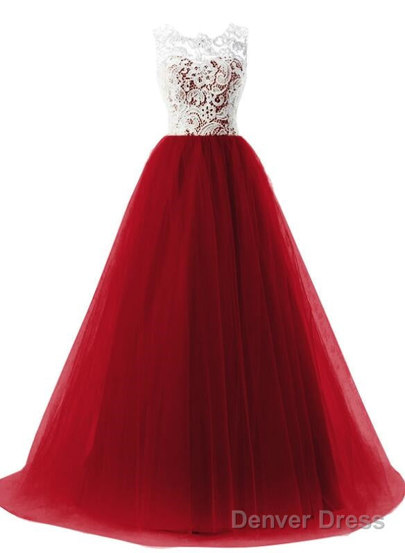 Lace And Tulle Elegant Prom Gown , Beautiful A Line Prom Dresses Secondary image