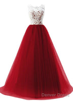 Lace And Tulle Elegant Prom Gown , Beautiful A Line Prom Dresses