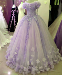 Lace Appliques Ball Gown Quinceanera Dresses Tulle Flowers
