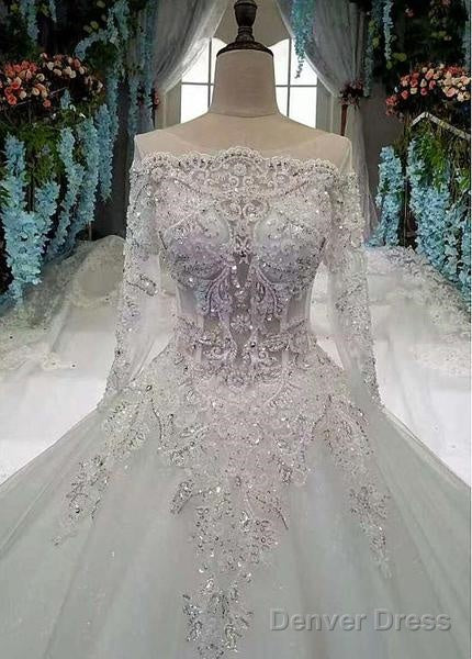 Lace Appliques & Beadings Tulle Bateau A-Line Wedding Dress
