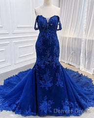 Lace Appliques Prom Dresses Mermaid Off Shoulder